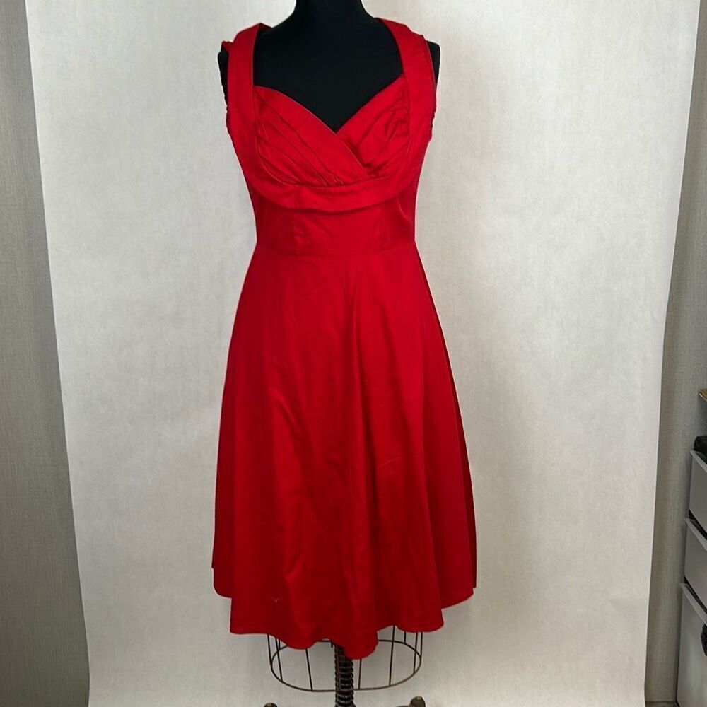 Killreal Sweetheart Red Dress Womens Sz L Sleeveless 50s Style Cocktail Party
